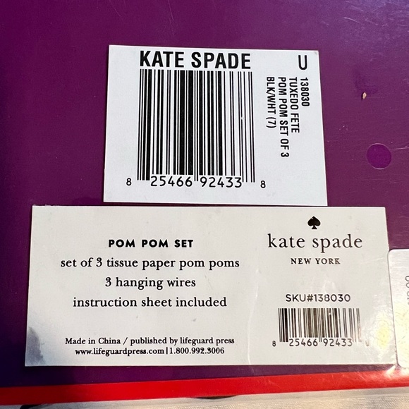 Kate Spade black&white hanging pom poms - Picture 4 of 5
